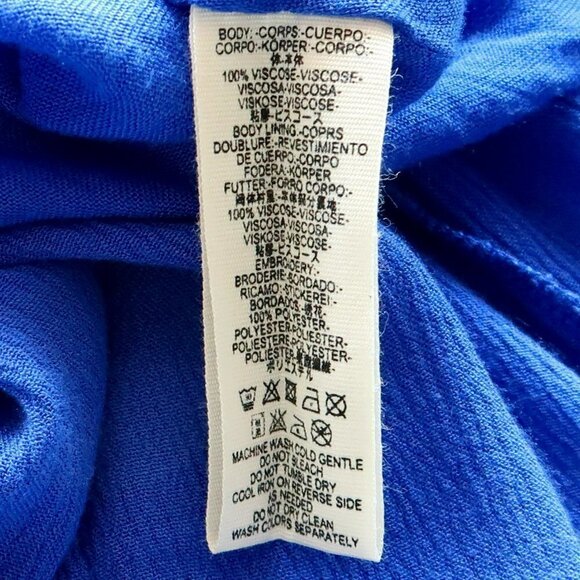 Free People Oxford Embroidered Blue Long Sleeve Cutout Back Mini Shift Dress M - Picture 12 of 16